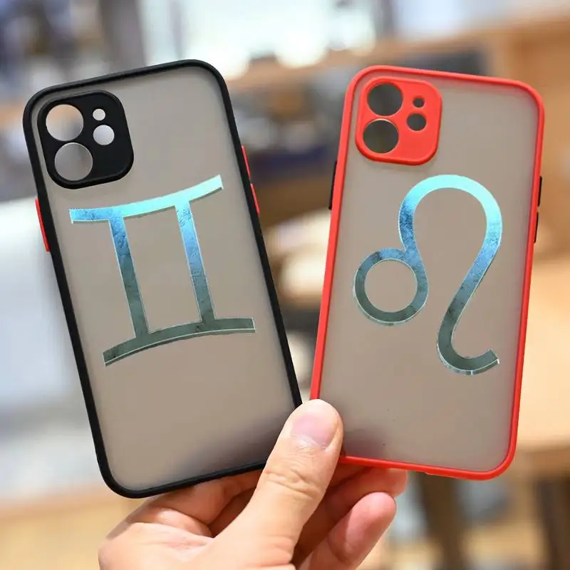 

Twelve constellation art design symbols Phone Case matte transparent For iphone 7 8 11 12 13 plus mini x xs xr pro max cover