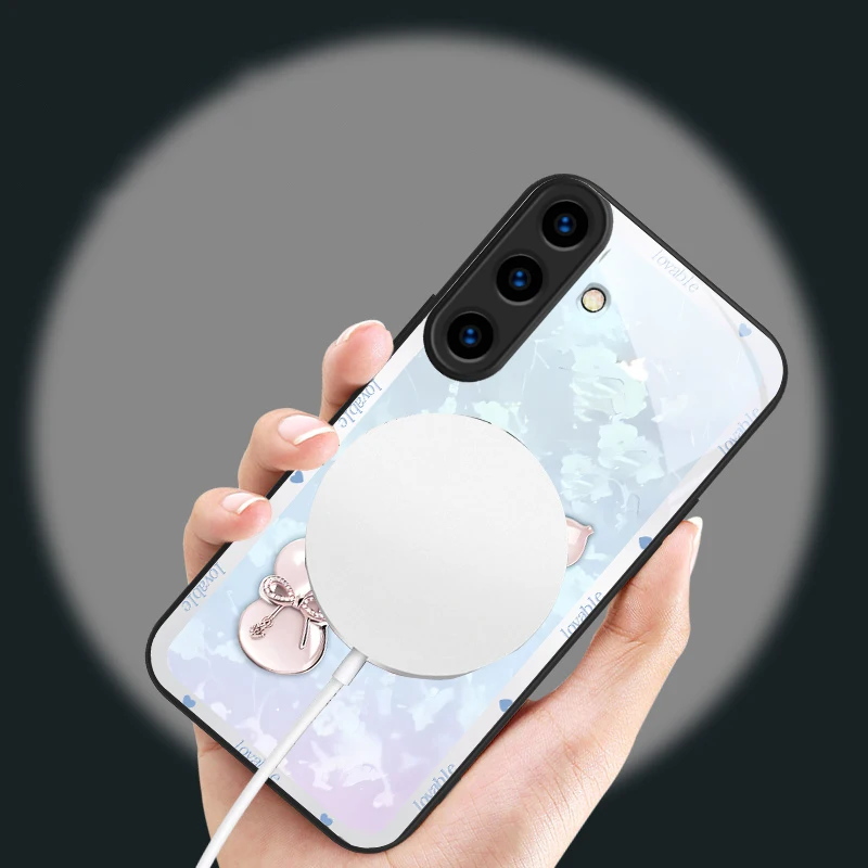 Фото Чехол для телефона Healing White Jade Gourd с магнитным креплением для Samsung Galaxy S26 Ultra S20 FE S21 S22+ S23Plus S24 S25 Edge, стеклянный №5