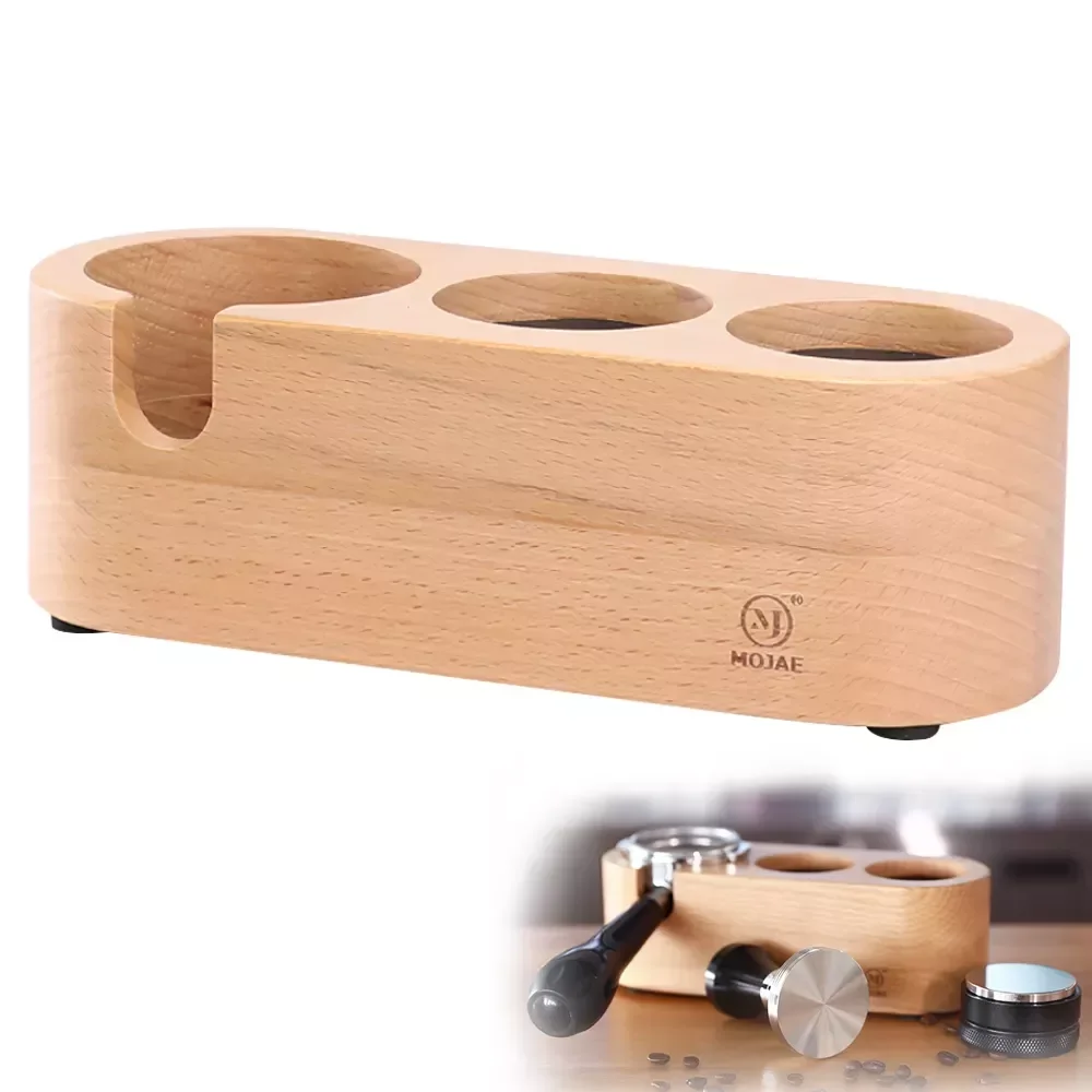 

58mm Coffee Tamper Holder Espresso Coffee Pressed Powder Distributor Tamper Mat Solid Wooden Support Base Rack Coffeeware