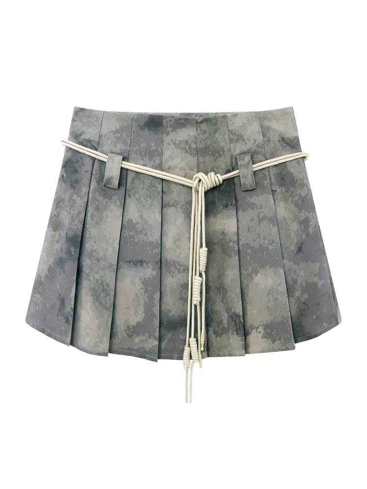 

American Retro Mini Skirts Belt Y2K Fashion Women Pleated Skirt Summer Harajuku Chic Streetwear Aesthetic Short A-line Slim New