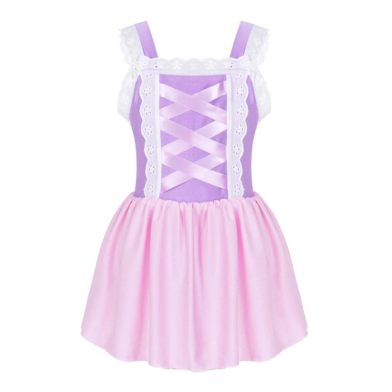 

Kid Girls Halloween Princess Costume Purple Cartoon Carnival Cosplay Leotard Dress for Themed Party Roleplay Dress Up Clothes