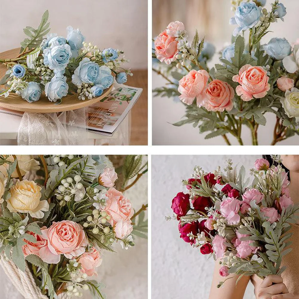 

2X7 Heads Artificial Rose Flowers Bouquet Silk Rose For DIY Living Room Home Garden Wedding Home Party Decor