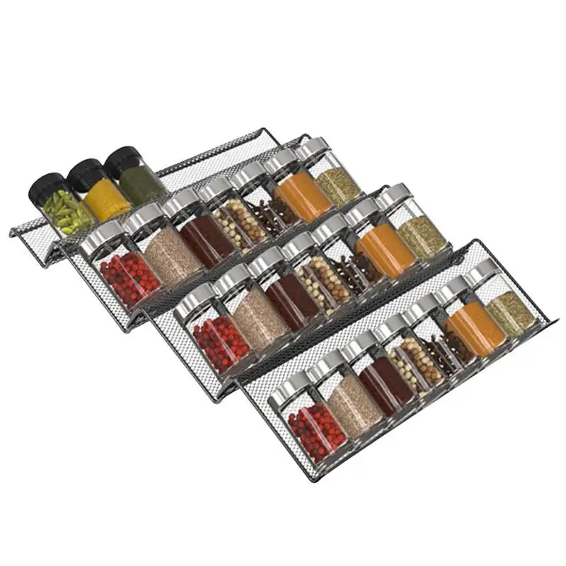 

Drawer Spice Organizer 4 Tier Metal Seasoning Jar Drawer Insert Kitchen Expandable Spice Rack Tray For Drawer/Countertop