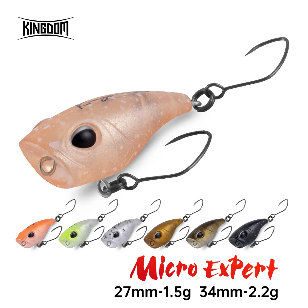 Фото Kingdom Micro Expert Topwater Popper 1,5 г 2,2 г 27 мм 34 мм Плавающая искусственная рыболовная приманка Жесткая приманка Воблеры Поток форели Окунь №1