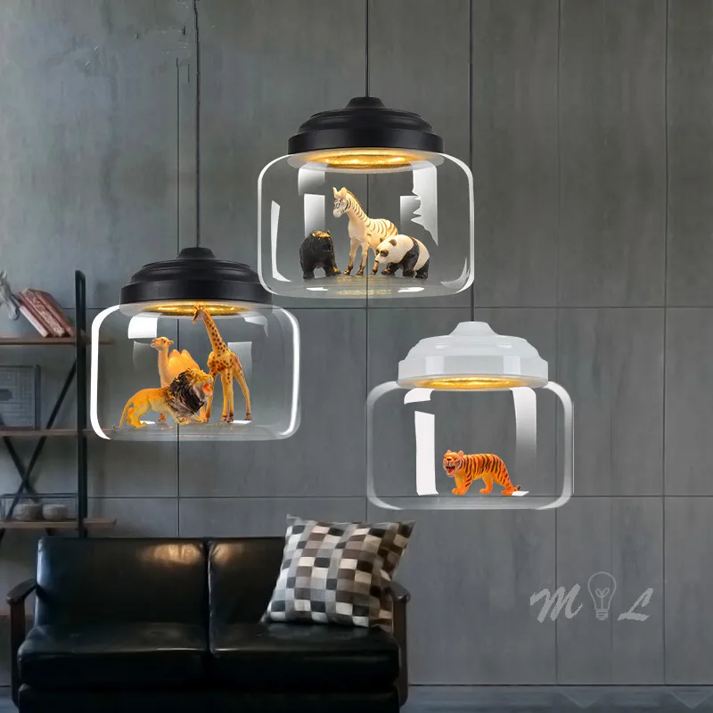 Светильники Nordic Cartoon Pendant Lights Led освещение милые животные висячие лампы для детской комнаты свет стеклянная лампа спальня домашний декор подарок.