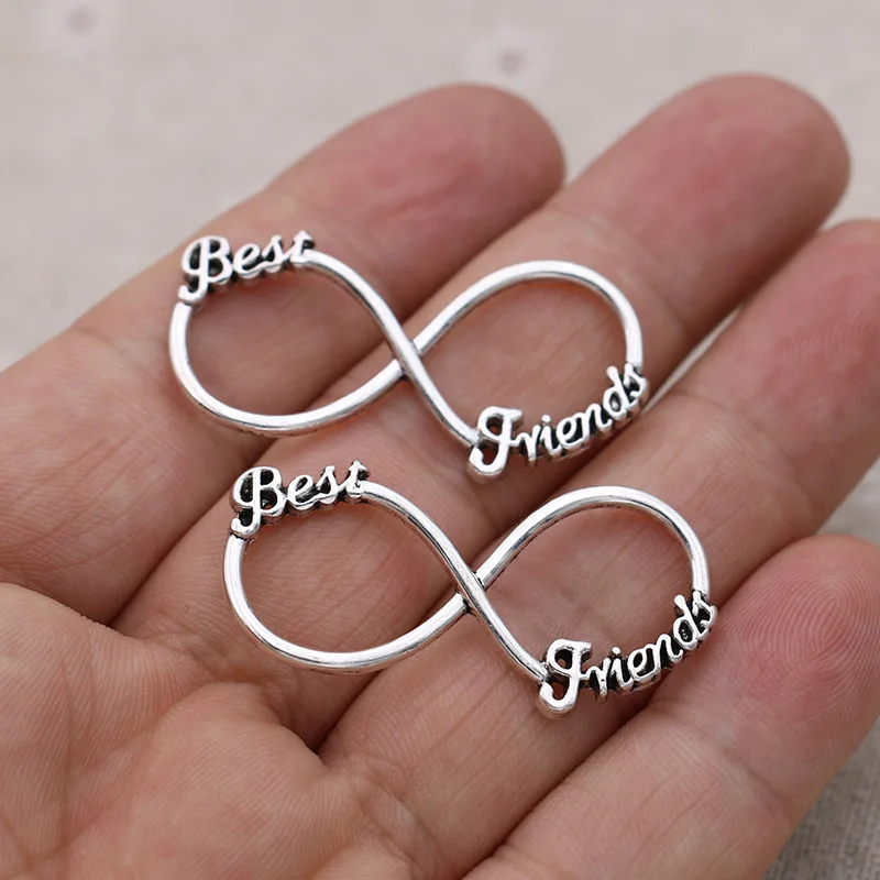 

5 шт. посеребренные разъемы Infinity Charm Best Friends для изготовления ювелирных изделий, браслетов, фурнитура, аксессуары «сделай сам», ремесло 40 х20 м...