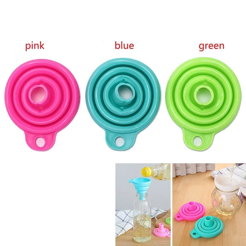 

1pcs Silicone Gel Collapsible Practical Foldable Funnel Hopper Kitchen Tools