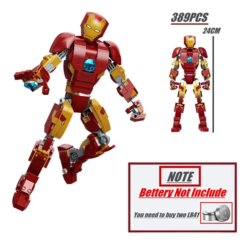 

389pcs Disney Irons Heroes Mk43 Mark 43 Mans Armor Mecha Fit 76206 Building Blocks Bricks Kid Gift Boys Set