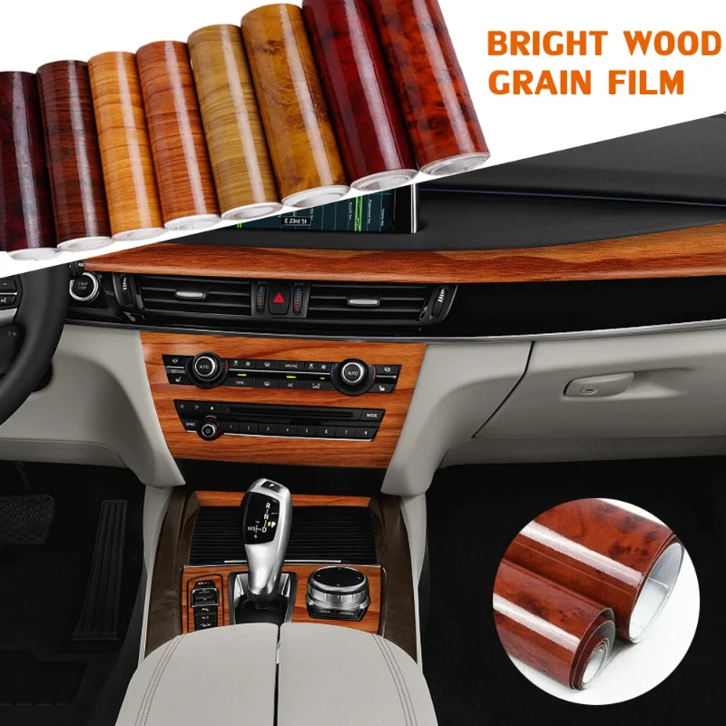 Car Wood Grain Film Stickers Decals Wrap Film PVC Wood Textured 10x100cm Universal Auto Body Styling Decor Car Interior DIY