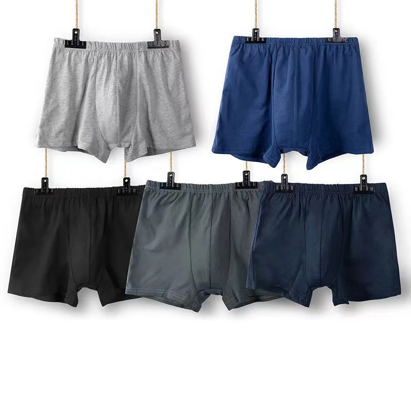 5Pcs/Lot Men's Underwear Boxer Mid Waist Four Corners Cotton Loose Breathable Shorts Quick Dry Plus Size 6xL-110kg Male Panties