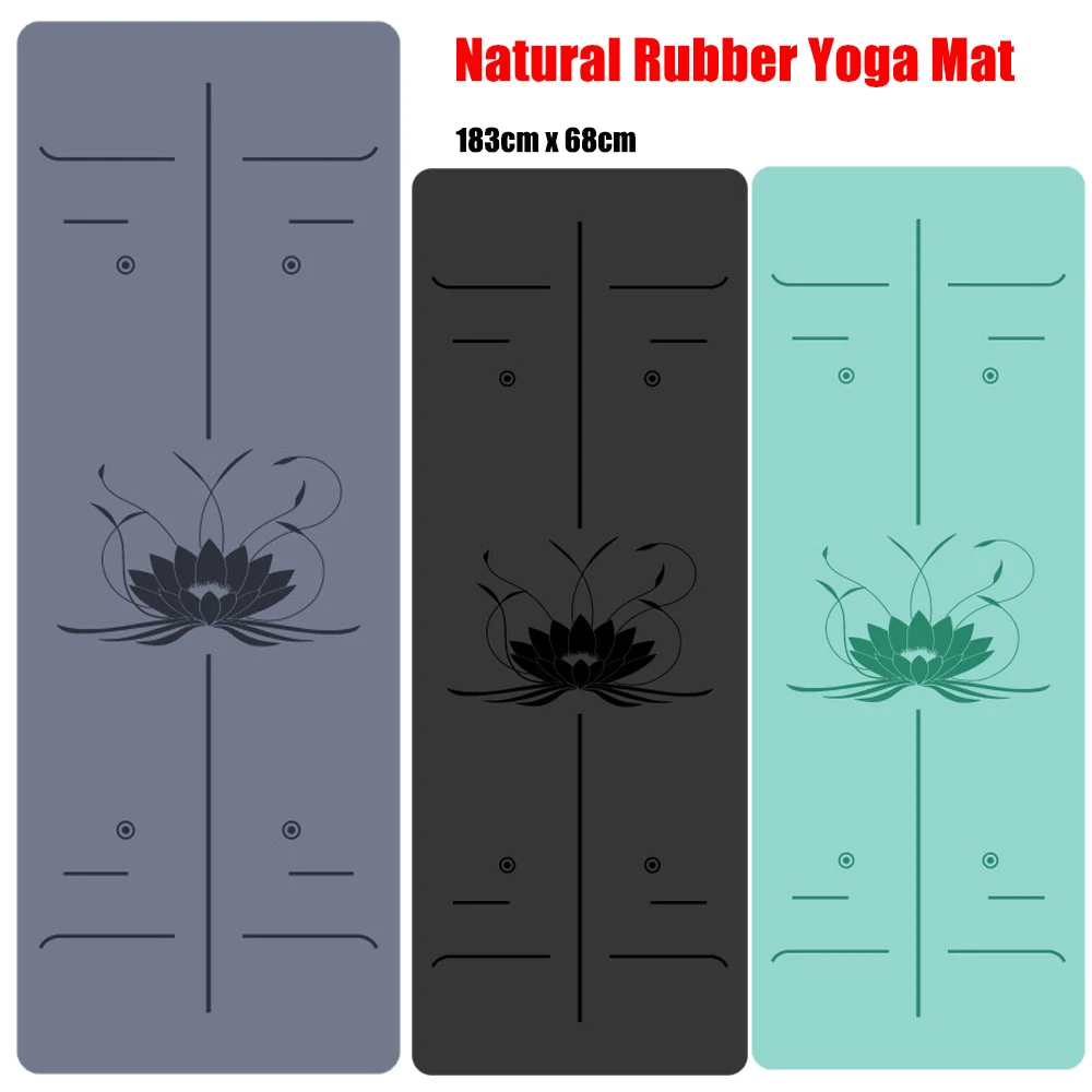 Natural Rubber Yoga Mat Professional Lotus Pattern PU Yoga Mat Environmental Material Sports Pilates Reformer 183cm*68cm*5mm