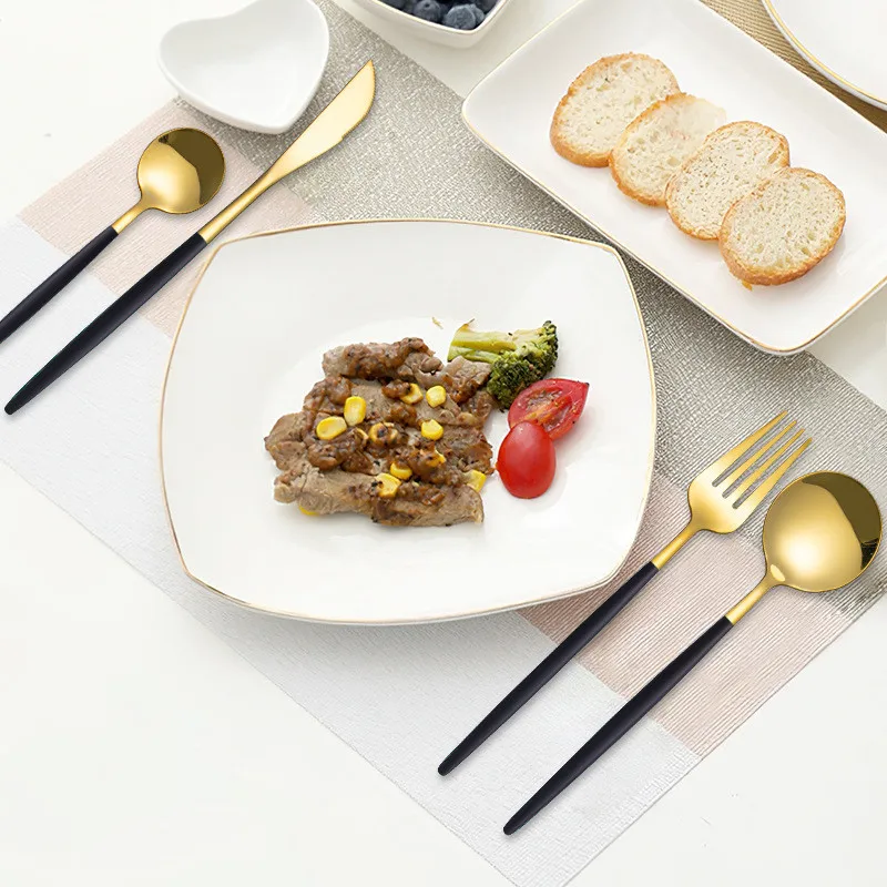 

NEW2022 Cutlery Set 24pcs Gold Dinnerware Set Cutlery Set Stainless Steel Coffee Spoons Knife Fork Cutlery Set Tableware Set