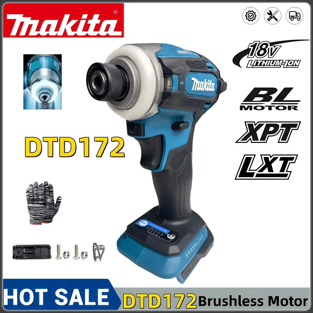 Makita DTD172 180NM Аккумуляторный ударный шуруповерт LXT 18 В BL Бесщеточный