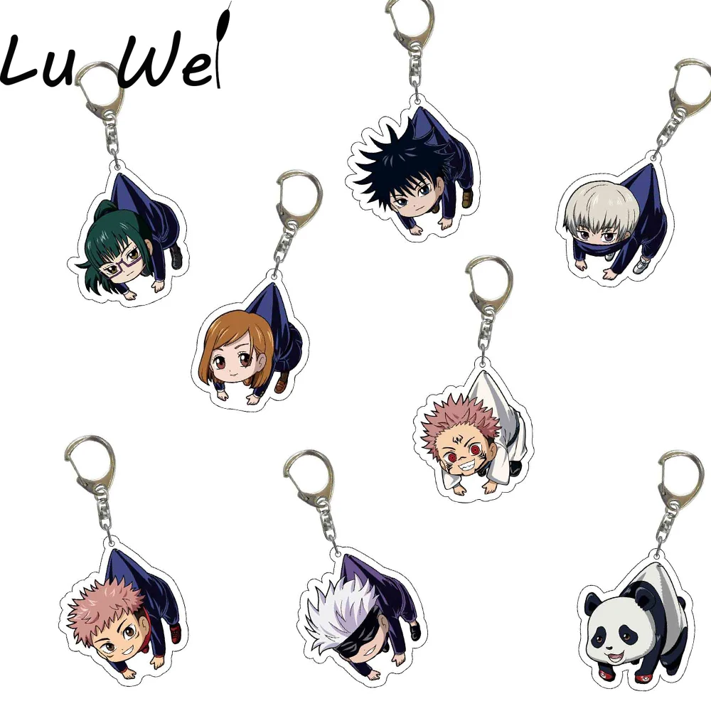 

Anime Jujutsu Kaisen Keychain Man Key Chain for Women Accessories Cute Bag Pendant Key Ring Acrylic Cartoon Friends Gifts 2021