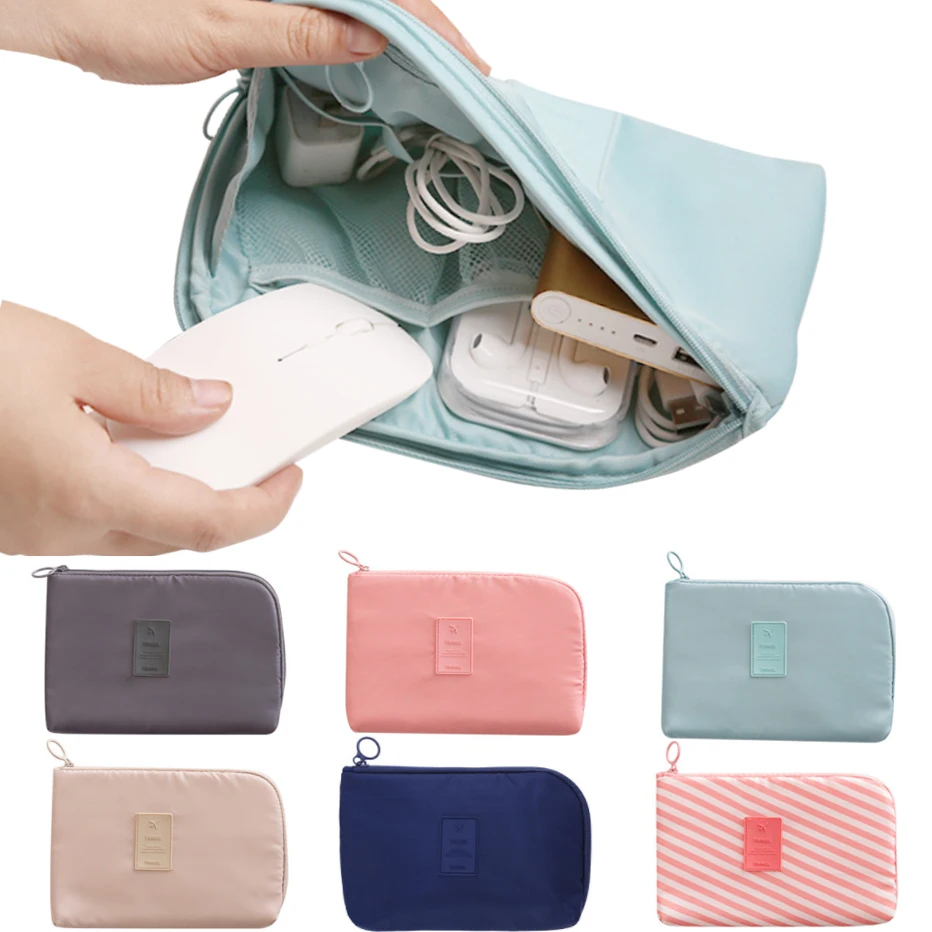 

Simple Cosmetic Bag Cable Storage Bag Earphone Wire Organizer Case Portable Data Cable Headset Bag Travel Business Organizer