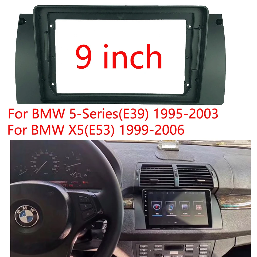 

Рамка для автомобильного радио для BMW 5 (E39) 1995-2003 X5(E53), 9-дюймовый экран, облицовка, стерео, DVD-плеер, установка, объемная панель, Детская панель