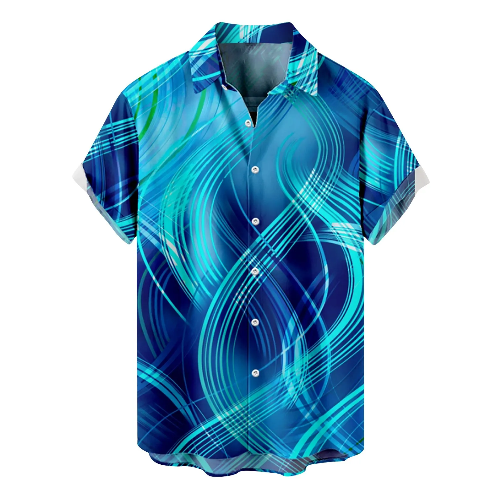 

Мужская пляжная рубашка с коротким рукавом, светло-голубая гавайская рубашка на пуговицах с принтом, лето 2019