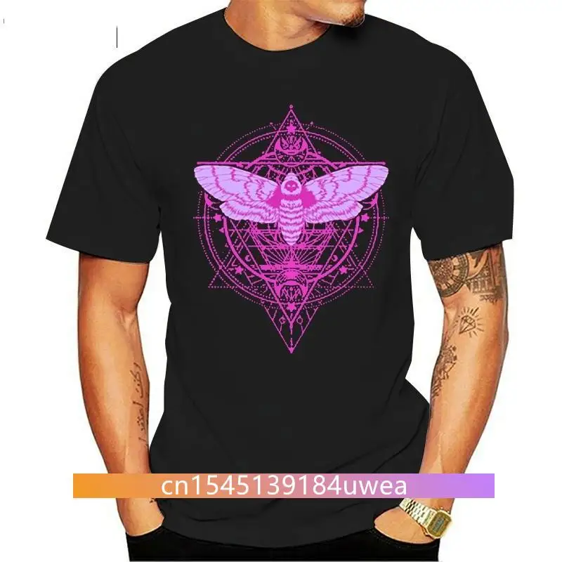 Create Moth And Crescent Moon Witchy Pastel Goth T Shirt Men Round Collar Female Cool Women T Shirts Tee Top