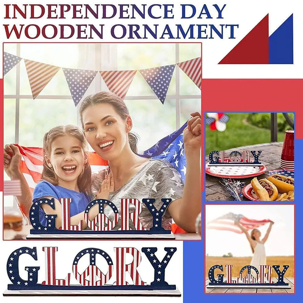 

Wooden Letter Ornament Delicate Festival Portable American Independence Day Alphabet Printing Desktop Decoration For Home I8j8
