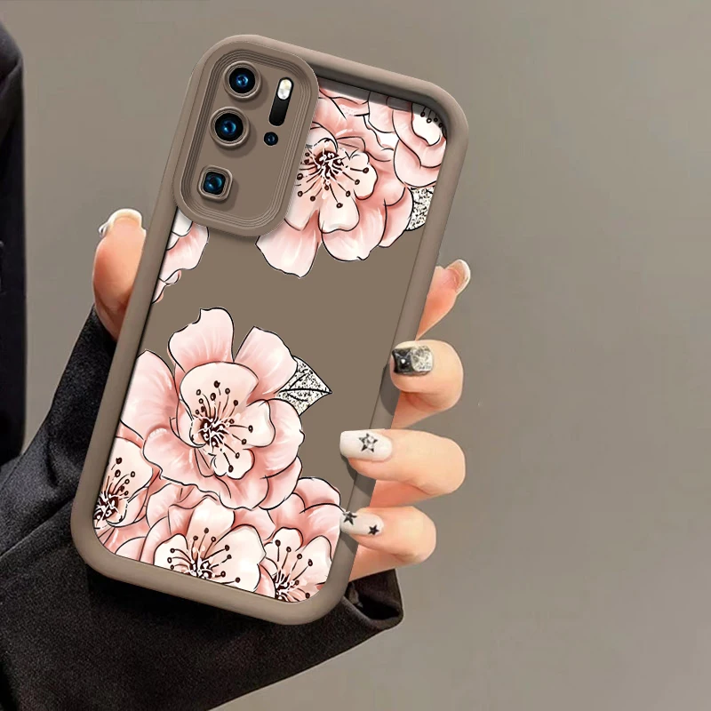 Силиконовый чехол с цветами для Huawei P30 P50 P20 P40 Pro Lite P Smart 2019 защита объектива камеры
