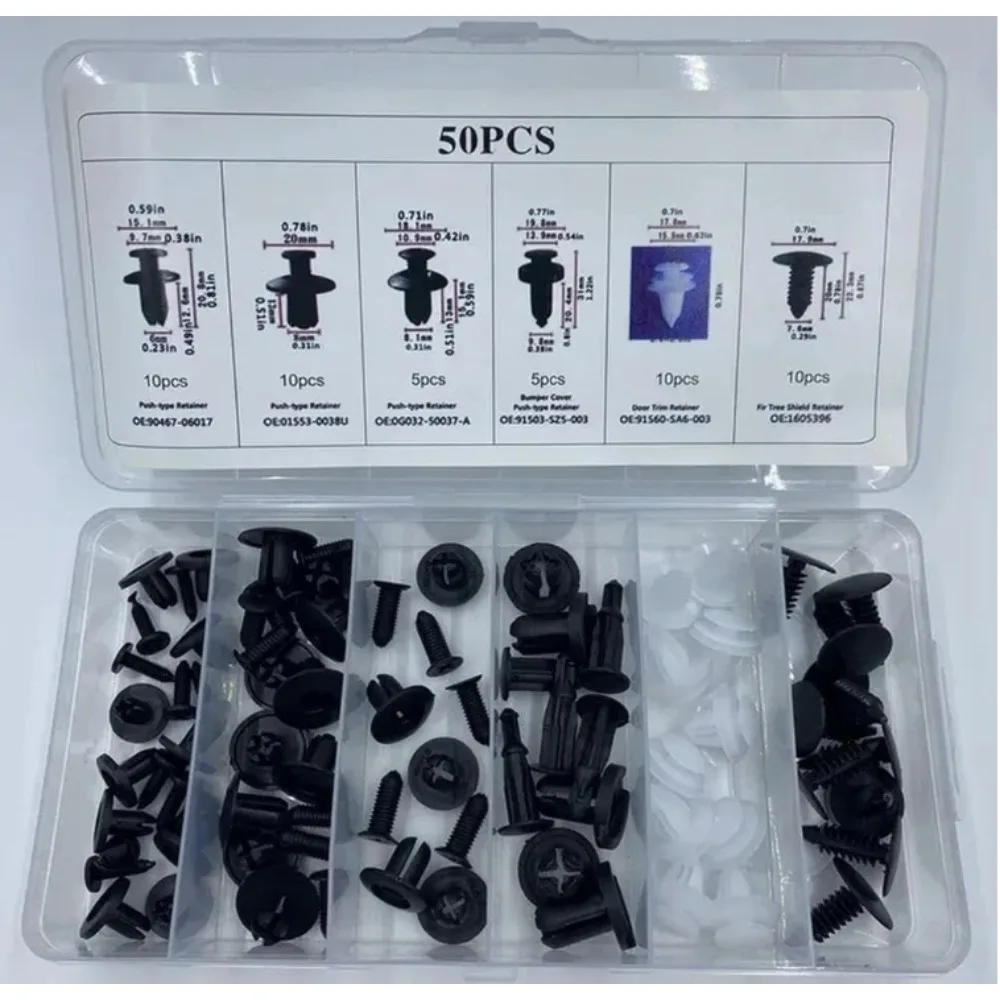 

Зажимы для крепления автомобильного бампера, заклепки с отверстиями для крыльев, универсальные зажимы для крепления панели обшивки дверей, винт, разные размеры, автоинструмент (50-415 шт.)