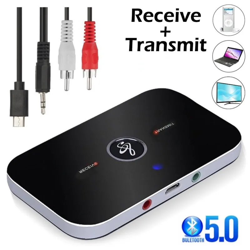 

Bluetooth5.0 Audio Receiver Transmitter USB Dongle RCA 3.5mm AUX Jack Stereo Audio Player Wireless Adapter for Car PC TV