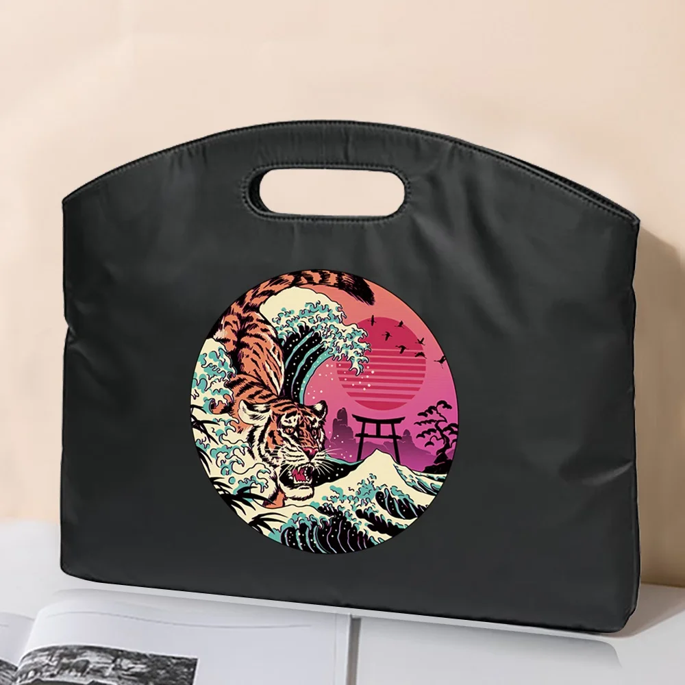Fashion Briefcase Business Conference Bag Laptop Case Sleeve Japan Cat Print Material Document Office Bag Organizer File Handbag
