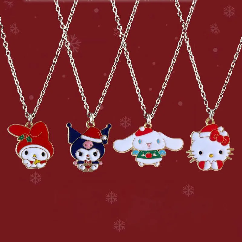 

Рождественское ожерелье Sanrio, рождественский подарок, ожерелье с кулоном, Мультяшные милые аксессуары Kulomi для пары подруги, Рождественское украшение