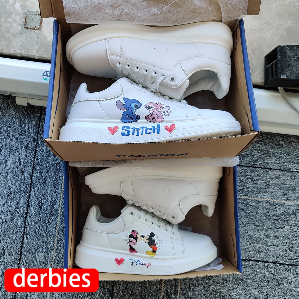 Disney Stitch Couple Sneakers Mens Womens Teenager Casual Shoes Canvas Running 3D Print Lightweight kateboarding Mickey Mouse