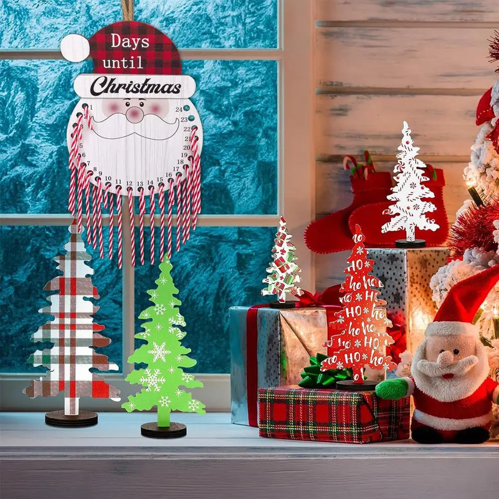 

Christmas Countdown Calendar With 24 Cane Candy Santa Shape 24 Days Until Xmas Wall Calendar For Front Door Decorations
