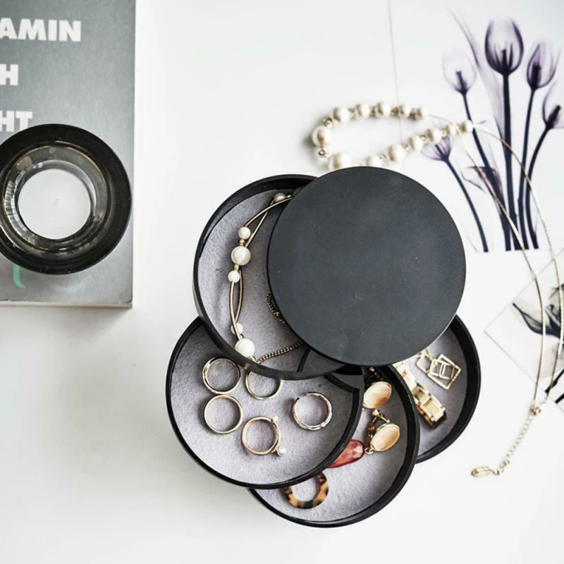 

Jewelry Storage Box Multilayer Rotating Plastic Jewelry Stand Earrings Ring Boxes Cosmetics Beauty Container Organizer Hot Sale
