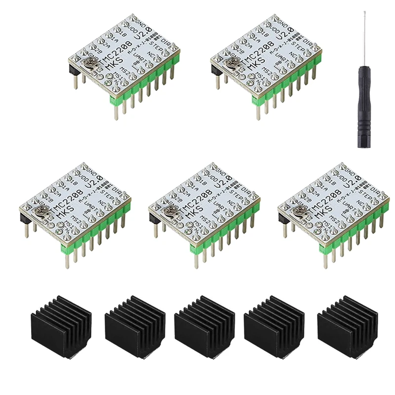 

MKS TMC2208 White Motor Driver Pcb Motor Driver Ultra-Quiet/Low Heat For MKS Sgen L V1.0/Gen L V2.0 Controller Board (5Pcs)