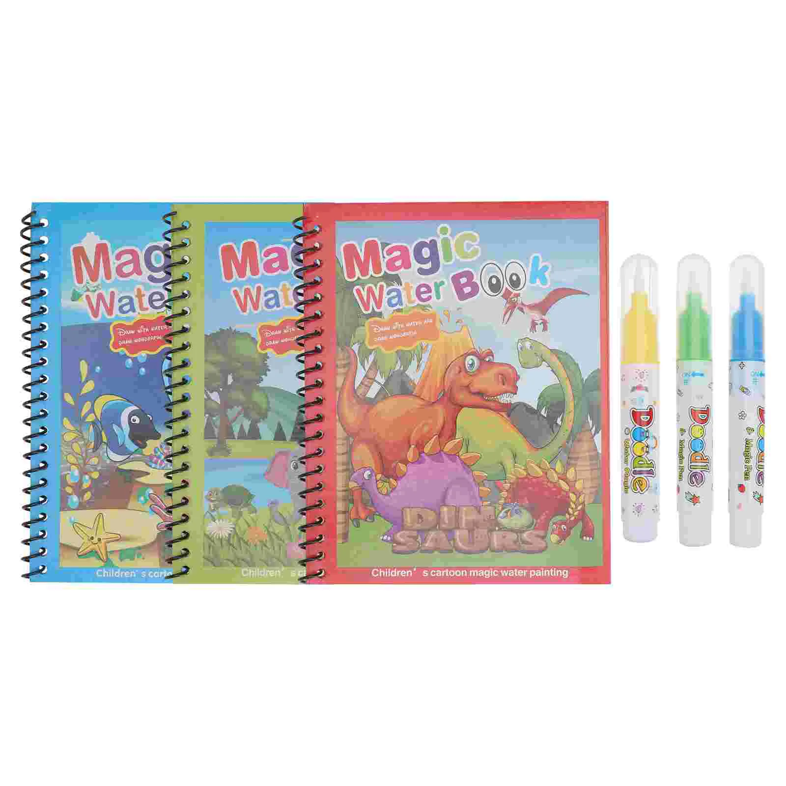 

3pcs Water Picture Coloring Books with Pens Creative Painting Book for Child Kids