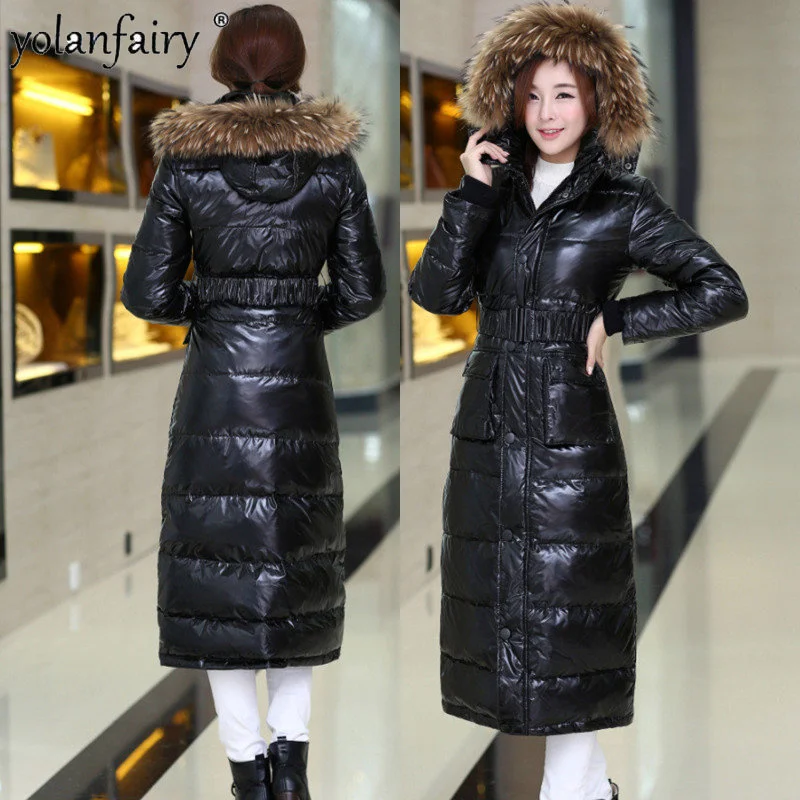 

Winter 2023 New Women’s Down Jacket Women 90 White Duck Long Coat Ladies Elegant Slim Warm Coldproof Large Fur Collar