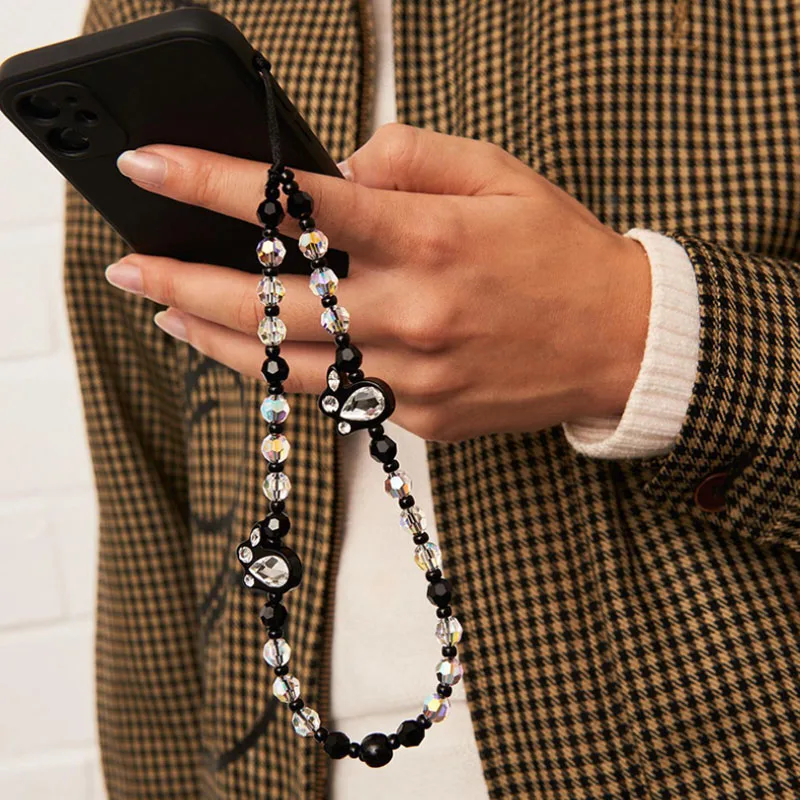 

Premimum Crystal Beads Phone Chain Wristlet Lanyard Bracelet Strap String For Mobile Phone Case