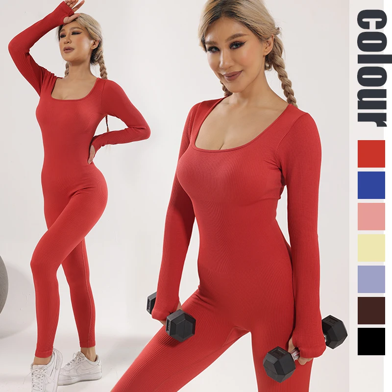 Women's tracksuit Yoga Set Yoga Jumpsuits One Piece Workout Long Sleeve Rompers Sportswear Gym Set Workout Clothes for Women