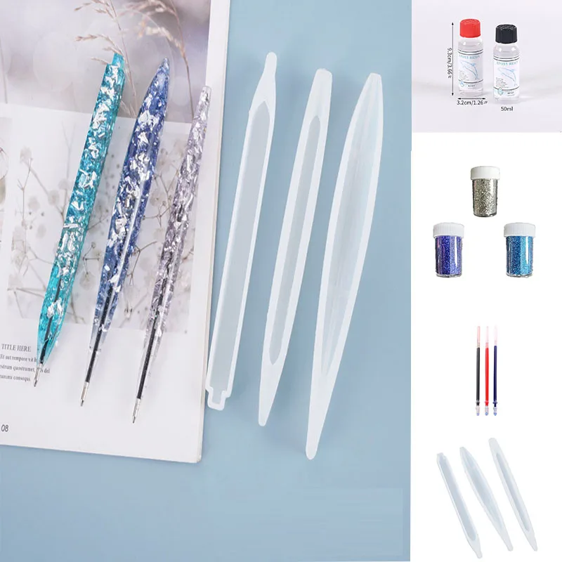

Handmade Pen Silicone Mold DIY Epoxy Resin Pen Holder Resin Casting Mold Manual Transparent Pen Holder Making Suit