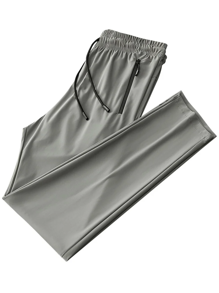 

2023 Summe Men's Sweatpants Breathable Nylon Spandex Sportswear Zip Pockets Straight Trousers Male Long Casual Track Pants 8XL