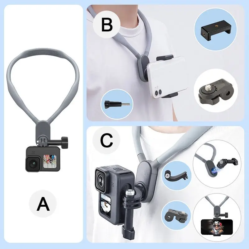 

U-shape Neck Holder Mount for Sports Camera Wearable Magnetic POV Neck Selfie Holder forGoPro Hero Insta360 DJI Action Accessory