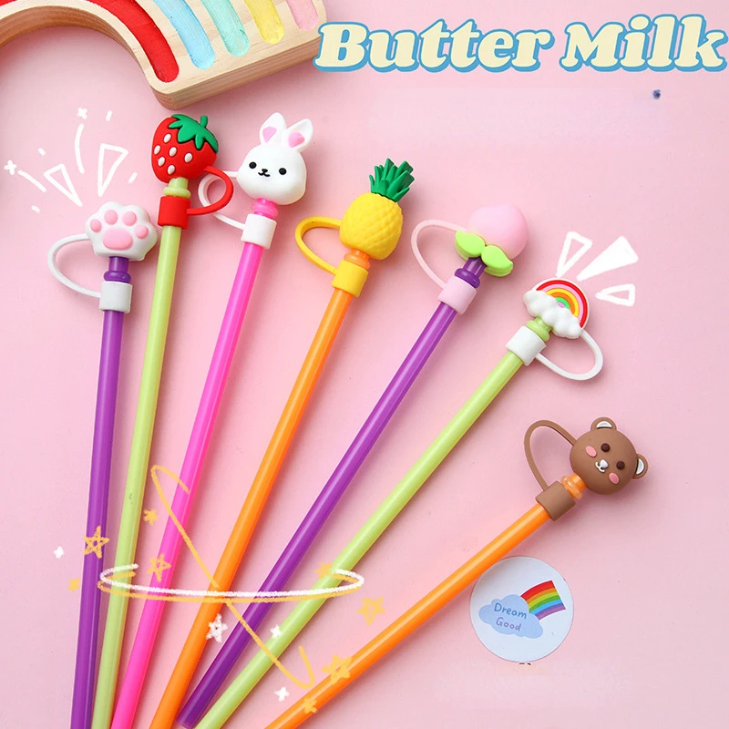 

3 Pcs Silicone Straw Topper Reusable Preventing Spillage Creative Straw Cover Shopping Drinks Cups Dustproof Decoration