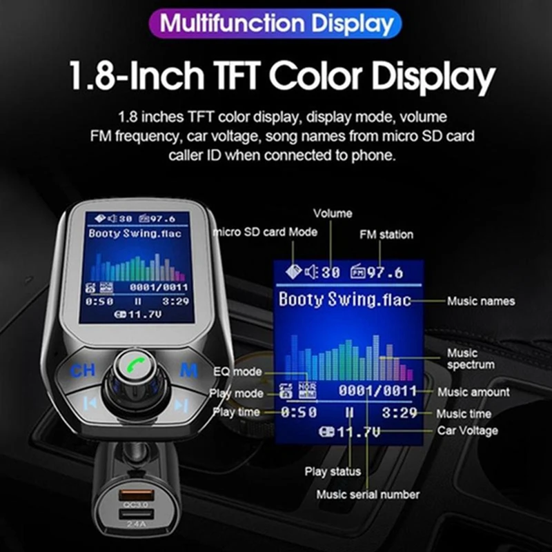 Автомобильный FM-трансмиттер с Bluetooth 5 0 USB mp3-плеер Беспроводная Автомобильная