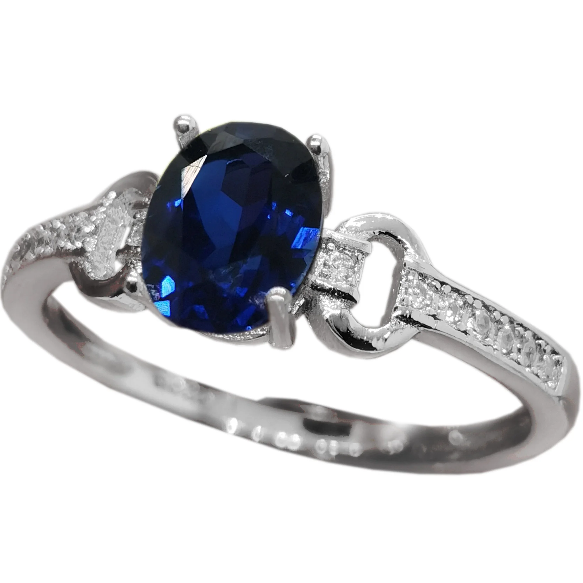 

Модное кольцо из серебра 925 пробы с драгоценным камнем для офиса, Женское кольцо с сапфировым камнем 0,7 карата 5 мм * 7 мм, ювелирное изделие с п...