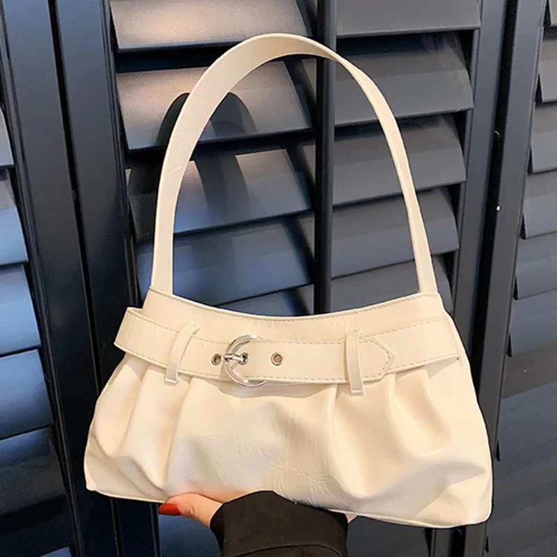 

Designer Women Handbags Chic Armpit Bags White Pink Pleated Square Shoulder Bag Luxury Small Tote Casual Lady Party Clutch Purse