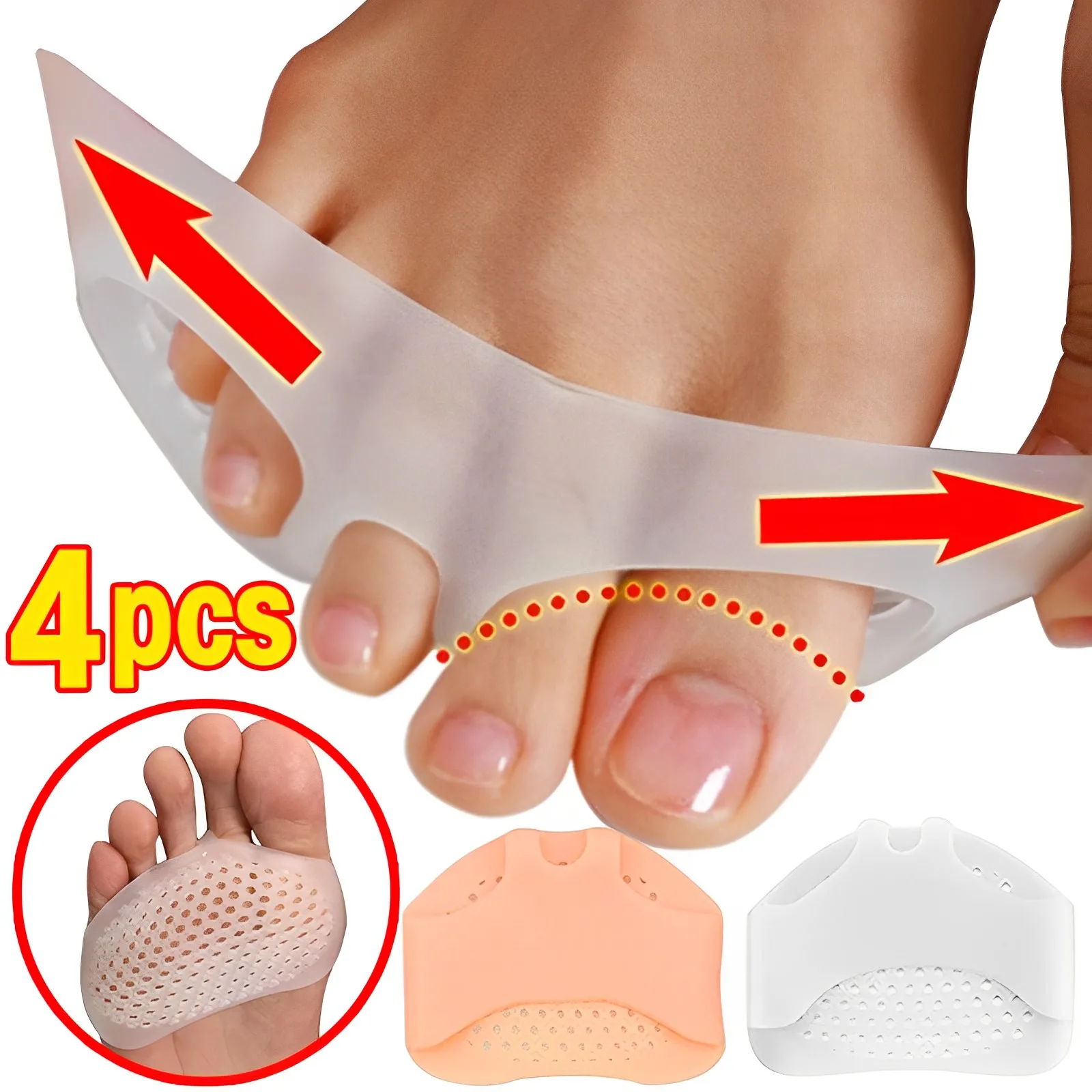 

4pcs Silicone Honeycomb Forefoot Insoles High Heel Shoes Pad Gel Insoles Breathable Health Care Shoe Insole Massage Shoe Insert