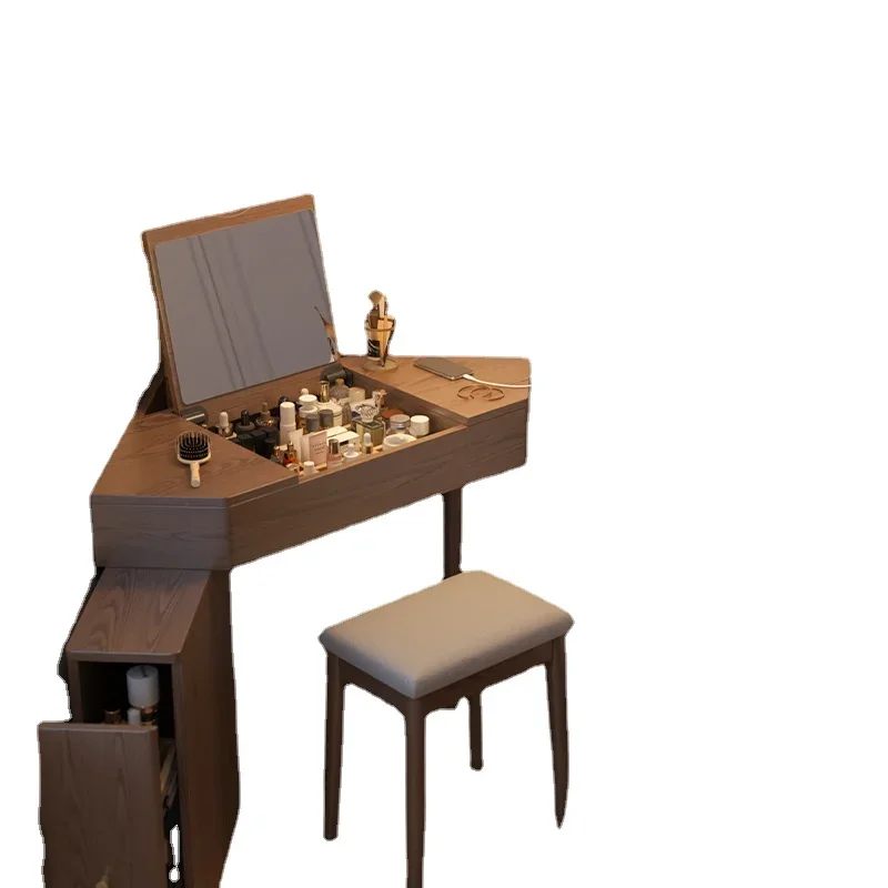 

Zl Solid Wood Corner Dressing Table Storage Cabinet Integrated Dressing Table Turn Triangle