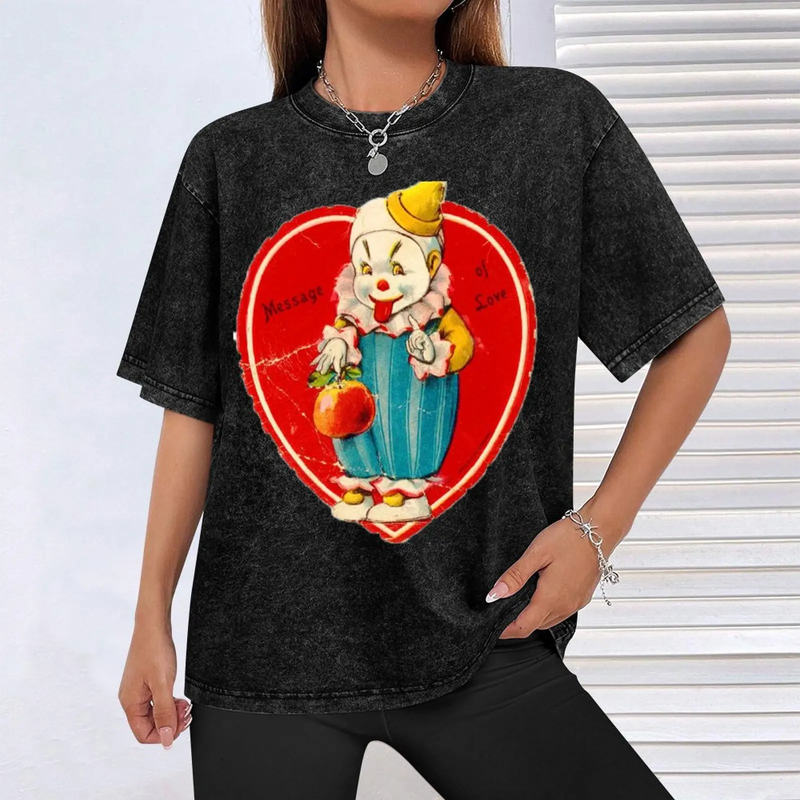 Винтажная футболка с изображением злого клоуна на День святого Валентина