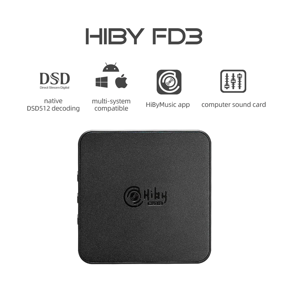 

HiBy FD3 Type C USB DAC Headphone Amplifier Audio HiFi ES9038Q2M DSD512 MQA 2.5 3.5 4 Jack Earphone For Win10 Android iOS Mac PC