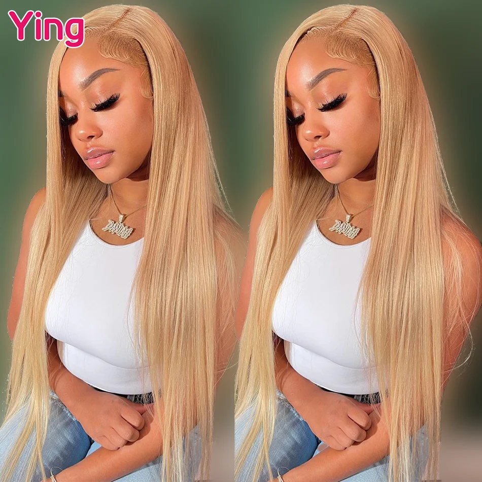 Ying Hair #27 Honey Blonde 180% 13x6 Lace Front Wig Human Hair Bone Straigtht 13x4 Lace Front Wig PrePlucked 5x5 Lace Wig