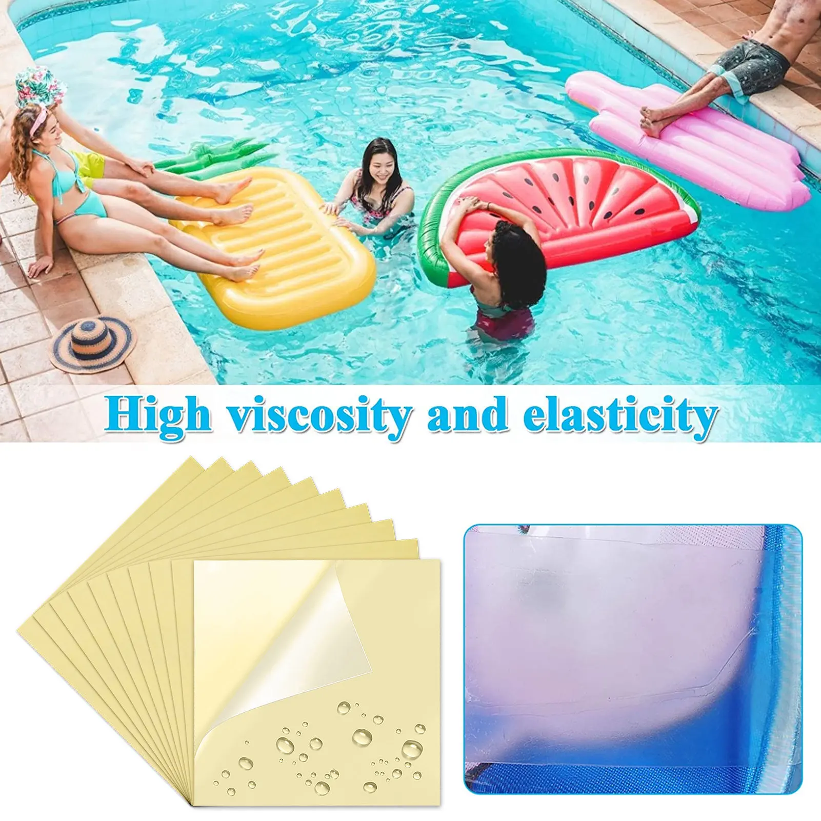 

Inflatable Pool Patch Repair Kit | Self-Adhesive Vinyl Repair Patch | Transparent PVC Repair Patches for Swimming Pools Inflata