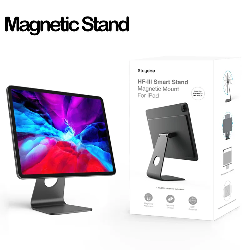 For iPad Air 5 Magnetic Stand Aluminum Bracket Mount For iPad Pro 11 12.9 360° Rotation Tablet Holder Metal Holder